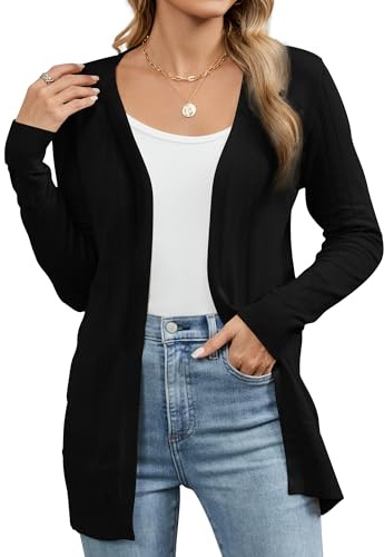 Famrrifuu Cardigan Donna Lungo Estivo Primavera Leggero Maniche Lunghe Giacca Elegante Cardigan in Maglia Sciolto