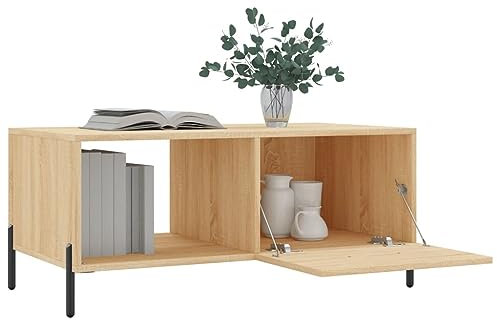 HEFZGDB Couchtisch Sonoma-Eiche 90x50x40 cm Holzwerkstoff Blumentisch Beistelltisch Couch Coffee Table Living Room Coffe Table für Garten Wohnzimmer Balkon Innenhof