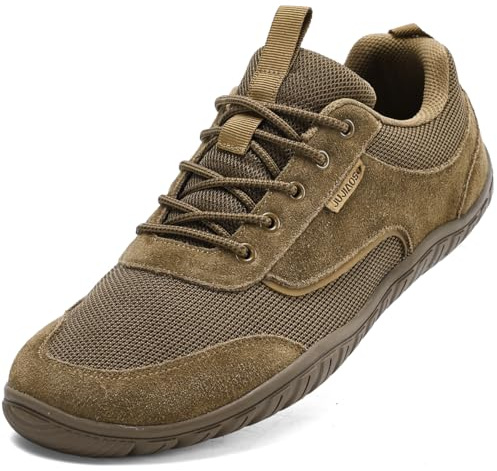 JUJIAOSO Unisex Wide Barefoot Shoes for Men Women Outdoor Trail Running Minimalist Walking Shoes Lightweight and Breathable(Brown,UK 6.5)