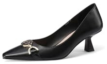 QUEEN HELENA Décolleté con Tacco Basso Scarpe a Punta Chiusa Casual Eleganti Donna K3490 (Nero Pu, Sistema Taglie Calzature EU, Adulto, Donna, Numero, Media, 35)