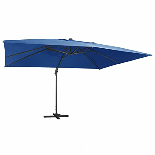 Garden parasols Cantilever Umbrella with LED Lights and Aluminium Pole 400x300 cm Azure blue,Garden Sun Shades Umbrella,Cantilever Garden Parasol Outdoor parasols