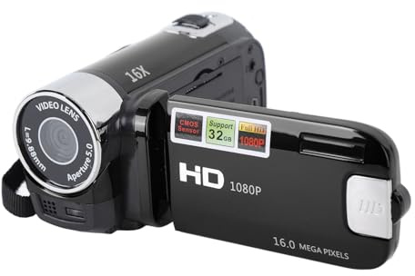 YUEHISY Cámara de Video 4K 48MP, Pantalla Giratoria de 2.7 Pulgadas TFT 16x Zoom Digital Videocámara DV con Cable USB, para Grabar Mientras Carga la Salida HD (Black)