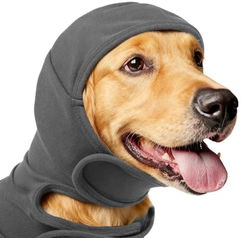 Piashow Ohrenschützer Hund, Gehörschutz Hund, Lärmschutz, Ängste und Sorgen Zerstreuen, Hals- und Ohrenwärmer (Grau, L)