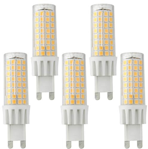 NCC-Licht 5x LED Lampe Stiftsockel G9 7W 770lm Warmweiß 3000K | LED Leuchtmittel ersetzt 59W Halogenlampe mit G9-Sockel, gemütliches Licht ideal für Wohnbereiche