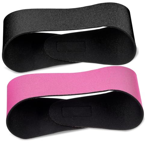 VILLFUL Fascia Nuoto Bambini con Protezione Orecchie Elasticizzata Regolabile, 2 Pezzi Nero e Rosa per Sport Acquatici e Capelli Ordinati