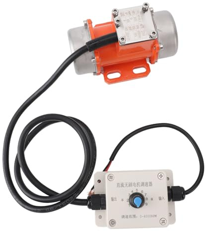 Moteur de vibration pour vibrateur à béton DC 24 V sans balais IP65 Moteur vibrant électrique en alliage d'aluminium avec contrôleur de vitesse pour la construction, (20W)