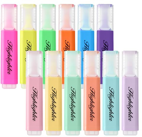 BONACE Textmarker Pastel, 12er Set Makronen-Farben, mit Keilspitze
