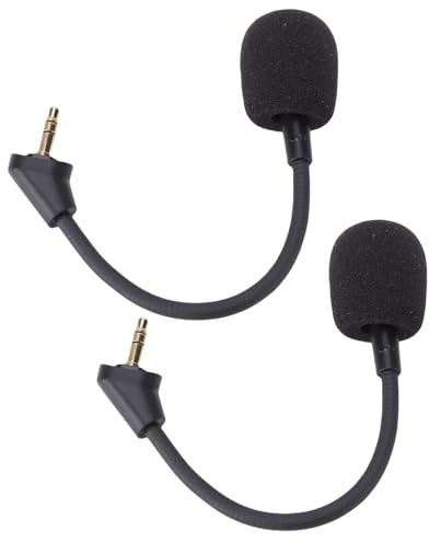 YUEHISY Microphone de Remplacement, Paquet de 2 Micros à Perche Antibruit avec Prise 3.5mm, Compatible avec Les Casques de Jeu pour Ordinateur PC