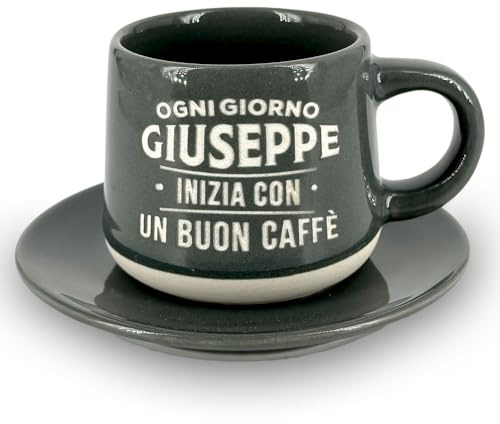 CLEARCO Tazzina da caffè personalizzata con piattino e scatola - Giuseppe