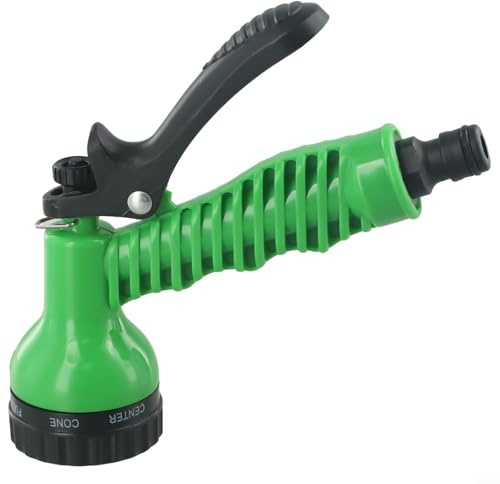 Zeroupshop Boquilla de pulverización para manguera de jardín, accesorio de rociador de agua de alta presión de 7 patrones para limpieza de automóviles y jardinería, varita de plástico en verde o azul