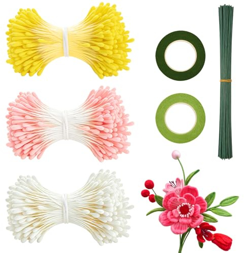 ROEOWENE 1230pcs Kit De Manualidades Flores DIY Con 1200 Estambres