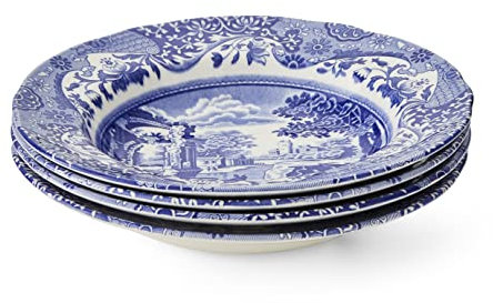 Portmeirion Home & Gifts 1532894Spode Blue Italian Soup Plate, White, 23cm (Set of 4),Blue