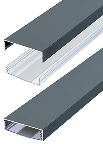Flacher Design Aluminium Kabelkanal lackiert in Anthrazit RAL7016 Seidenmatt selbstklebend 50 mm x 15 mm Alunovo Kabelschacht Leitungskanal Installationskanal (Länge: 70cm)