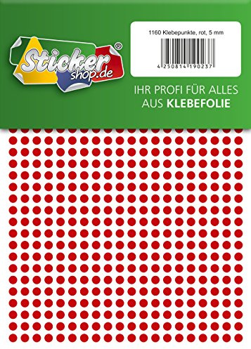 Klebepunkte aus PVC Folie, wetterfest, Markierungspunkte Kreise Punkte Aufkleber (5 mm, rot)