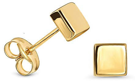 Miore Damen Ohrstecker 9 Karat – Viereckige Ohrringe aus 375 Gelbgold – Hochwertiger Gelbgold-Schmuck Ø 4,5 mm
