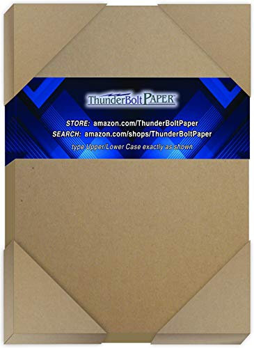 ThunderBolt Paper 50 Sheets Brown/Gray Chipboard 60 Point Extra Thick 5 X 7 (5X7 Inches) Photo|Card|Frame Size .060 Caliper Extra X Heavy Cardboard as Thick as 15 Sheets 20# Paper by