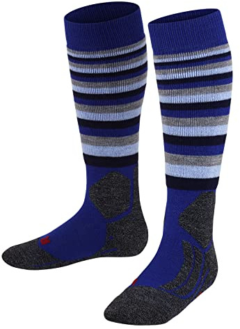FALKE unisex - barn Skidstrumpor SK2 Intermediate K Kh ull funktionsmaterial varm tjock 1 par, Blå Yve 6714, 27-30