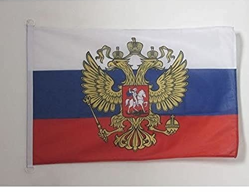 AZ FLAG Bootsflagge Russland mit Adler 45x30 cm Kunststoffringe | Für außen und Boote Russische Bootsflagge wetterfest mit doppelten Nähten und verstärkten Kanten Mesh-Polyester