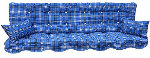 Adlatus-Kühnemuth Polsterauflage Hollywoodschaukelauflage Modell 933 modernes Design blau-weiß-kariert(180 x 50 cm Hollywoodschaukelauflage)