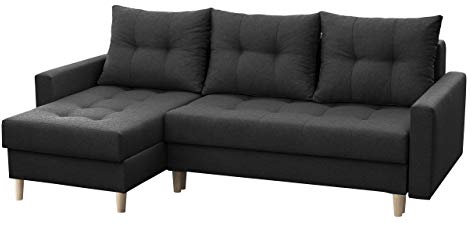 Mirjan24 Ecksofa Bodo mit Schlaffunktion und 2 Bettkästen, große Farbauswahl, freistehendes Sofa, Bettfunktion, Top-Qualität (Malmo 96)