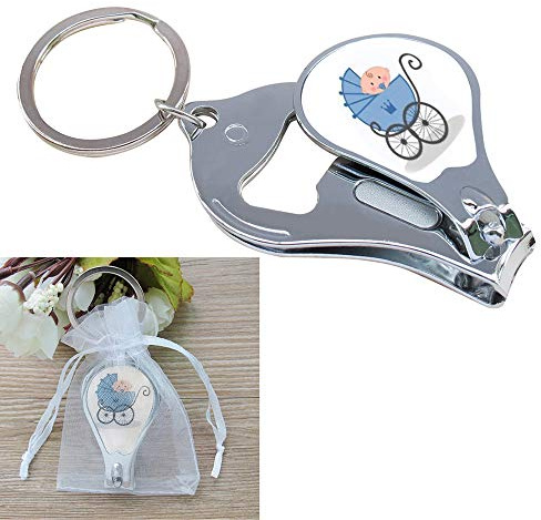 Baby Shower Boy Blue Keychain Favors (12 PCS) Nail Clipper and Bottle Opener Party Gift for Guest Recuerdos De Mi Baby Shower