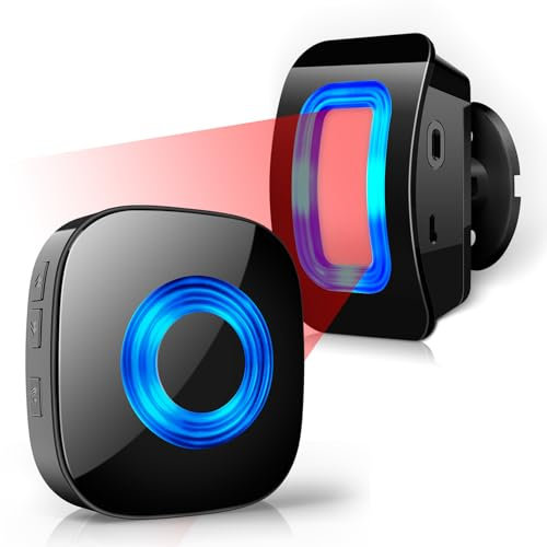 Rilevatore di movimento infrarossi PHYSEN sistema di allarme di sicurezza domestica wireless sensori di movimento, portata fino a 120-150 M a 4Mx110 °,1 rilevatore di movimento e 1 ricevitore plug-in