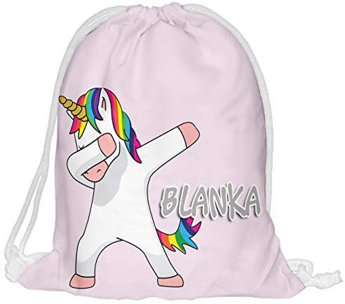 Turnbeutel personalisiert mit Namen für Mädchen Rosa Dab Einhorn Einschulung 2026 Sportbeutel Kinder Schuhbeutel mit Kordelzug Wechselkleidung Sack mit Namensdruck Bedruckt Kita Kindergarten [010]