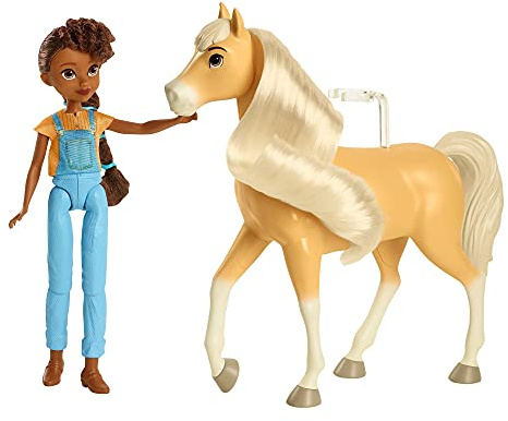 Dreamworks Spirit Spirit Pru con Chica Linda Muñeca articulada con caballo de juguete con crin y cabeza articulada
