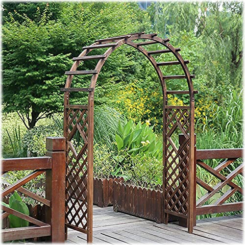 HLILY Grande Arche de Jardin en Bois 120x50x215 cm Élégant Arcade de Rosiers Entrée Jardin Pergola Roses et Plantes grimpantes en Treillis de Tonnelle, Facile à Installer