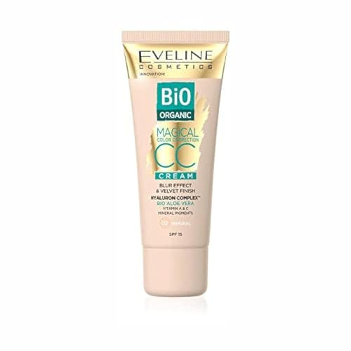 Eveline Cosmetics Magisches CC-Creme mit Mineralpigmenten - Farbton 02 | Bio-organische Formel mit Hyaluronsäure, Vitamin A & C, Bio-Aloe Vera | SPF 15 Schutz | 30 ml