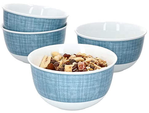 Ritzenhoff & Breker Brazil Müslischale 4-er Set Blau I Suppen-Schüssel 14cm I Salat-Schale 450ml I hochwertiges Schalen-Service I Marken-Porzellan mikrowellengeeignet & spülmaschinengeeignet