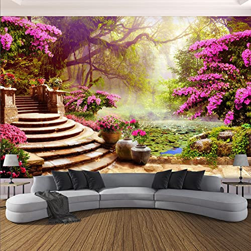 Europäischer Stil Romantische Waldlandschaft Naturtapete Fototapete Wohnzimmer Schlafzimmer Vliestapetenwandbilder,250*175Cm