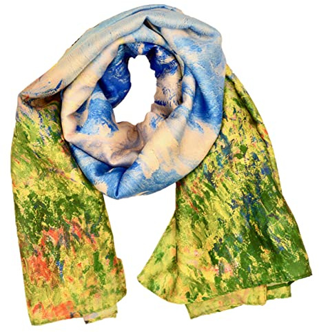 CANNCA Foulard Femme Foulard Col en Soie Motif Art Peintres Célèbres Châle Long de Qualité, Jeune et Élégant pour Femme Grande Echarpe Foulard Complément Original Présenté pour Cadeau, HH-8, Taille