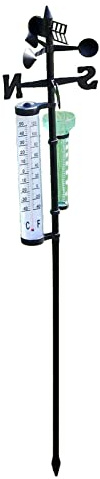 NZXVSE Pluviomètre extérieur - Grande capacité - Cadre en métal - Auvent - Thermomètre - Station météo - Instrument de mesure 3 en 1