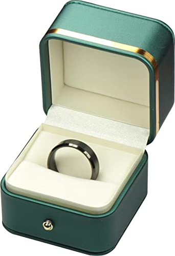 Grüne Ring-Schmuck-Geschenkbox für Hochzeit, Verlobung, weiches PU-Leder | Ein großer Halter für den Hochzeitstag, größere Bänder und größere Damenringe als Geschenk, nicht für Anträge geeignet