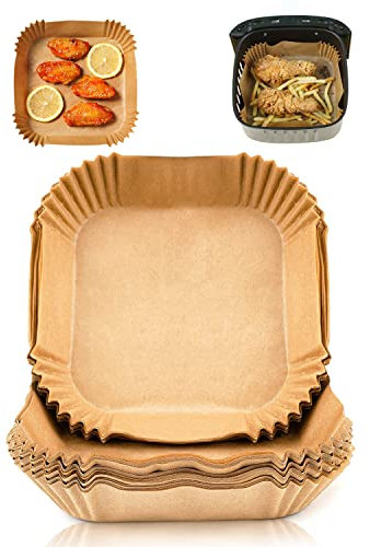 Carta per Friggitrice ad Aria, Gifoto Carta Forno per Friggitrice ad Aria Quadrato Antiaderente Monouso, Accessori Carta Friggitrice ad Aria per Friggitrice ad Aria Calda, Forno Microonde (60 Pezzi)
