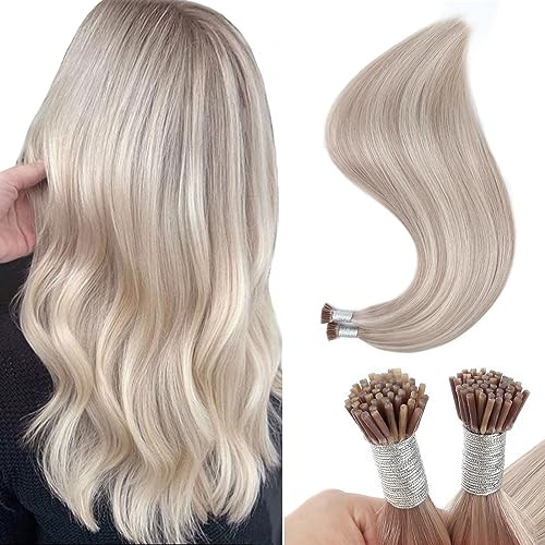 Sixstarhair I Tip Hair Extensions 22 Inch 50 Grams/Pack Ombre Blonde Color 20/60 Gold Blonde With Ash Blonde Highlight Color I Tips Hair Extensions Real Human Hair Extensions Professional Beads Hair