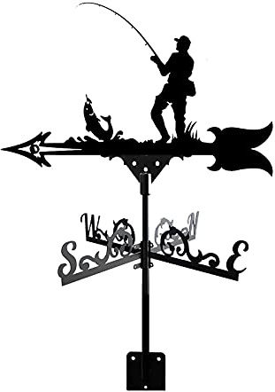 EICOFF Girouette, girouette, girouette en Acier Inoxydable, girouette de scène de Ferme de pêche rétro, girouette de Jardin, indicateur de Direction du Vent décoratif pour Ferme en Plein air
