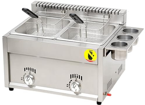 Fablestoryem Friteuse à gaz Commerciale, friteuse à gaz de comptoir 8 L x 2, friteuse de Cuisine au Propane Liquide ou au gaz Naturel, friteuse pour Frites, Beignets de Dinde, Cuisine à Domicile