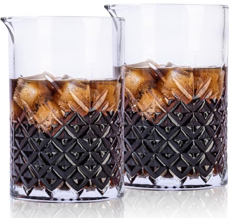 Raisaplin 2 Pcs 24oz/700ml Cocktail Mixing Glass - Thick Bottom Hand Blown Crystal, Perfect for Old Fashioned, Manhattan, Negroni