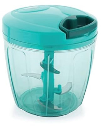 Highstreet Manual Vegetable, Fruit Chopper, Stainless Steel Blade, Nut, Onion Chopper, Hand Meat Grinder, Slicer, Blender Food Processor, 5 Stainless Steel Blades,Pull Chord, Green (1000ml) Green