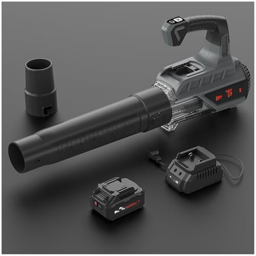 Soplador de hojas inalámbrico, aspirador y trituradora eléctrico de hojas para jardín, trituradora liviana de 18300 rpm con batería y cargador para soplar hojas, astillas de madera, polvo, desechos