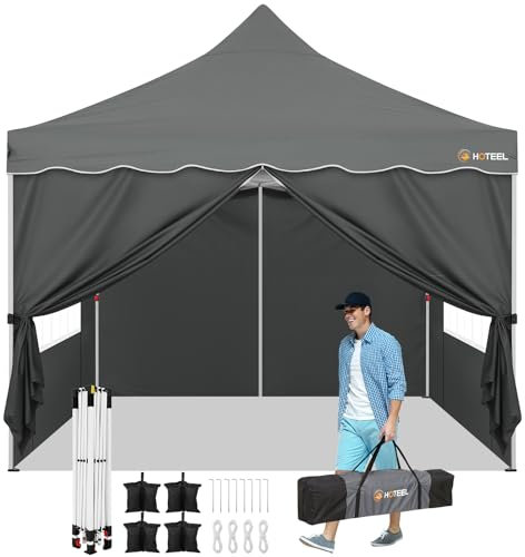 COBIZI Pabellón de Jardín Cenador Plegable 3x3 m Gazebo Impermeable Pop-Up Garden Pavilion con Paredes Laterales, Gris