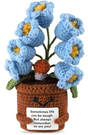 TOYMIS Flor Positiva, Lirio de los Valles de Ganchillo Flor de Ganchillo Plantas Positivas Planta de Ganchillo Apoyo Emocional para Decoración de Fiesta Regalo Alentador(Azul)
