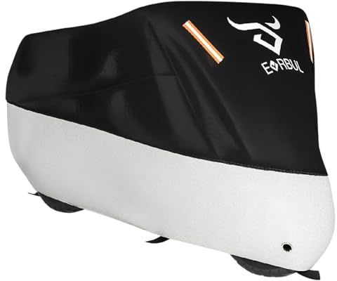 EVRBUL Motorcycle Cover Waterproof Outdoor All Seasons for Kawasaki Ninja 400/500/650 Heavy Duty 420D Double Stitched Cover Motorcycle Storage Scooter Cover with Lock-Holes Moped Cover Fit up to 88