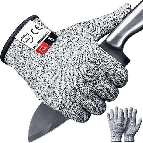 SGQTZDZQ Cut Resistant Gloves, Kevlar Gloves for Kitchen Warehouse Builders, Guard Gloves Gardening Fishing Cooking EN 388 Certified (L,24cm)