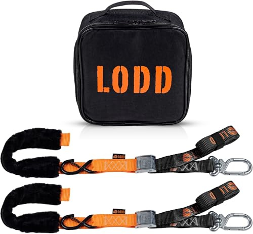 LODD - Sangles Moto Boucles avec Protection en Fourrure Synthétique - Sangles d'Arrimage Résistantes 1500kg - 38mm de Large - Valise Transport Incluse (Boucle/Mousqueton tournant)