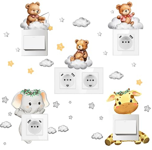YJFY 5pegatinas para interruptor de luz, pegatinas decorativas (animales 1)pegatina