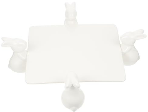 PRETYZOOM 1 Set Tortiera in Ceramica Tazze Da Dessert Piatto Di Snack Piatto Porta Cupcake Alzata Per Torte Basamento Del Bigné Di Pasqua Piatto Di Biscotti Cupola Alimentare Lattina Bianca