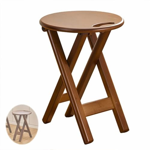 XQJLBZA 43/60 cm Bambus-Klappbarhocker mit Griff, Rückenfreier, Höhenverstellbarer Küchenhocker mit Fußstütze, Frühstückshocker für Zuhause(17(43CM))